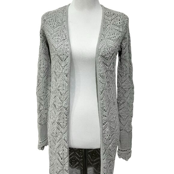 Chico’s Duster Cardigan White Lightweight Sheer Long Sz 0 (S-4) - Picture 2 of 12